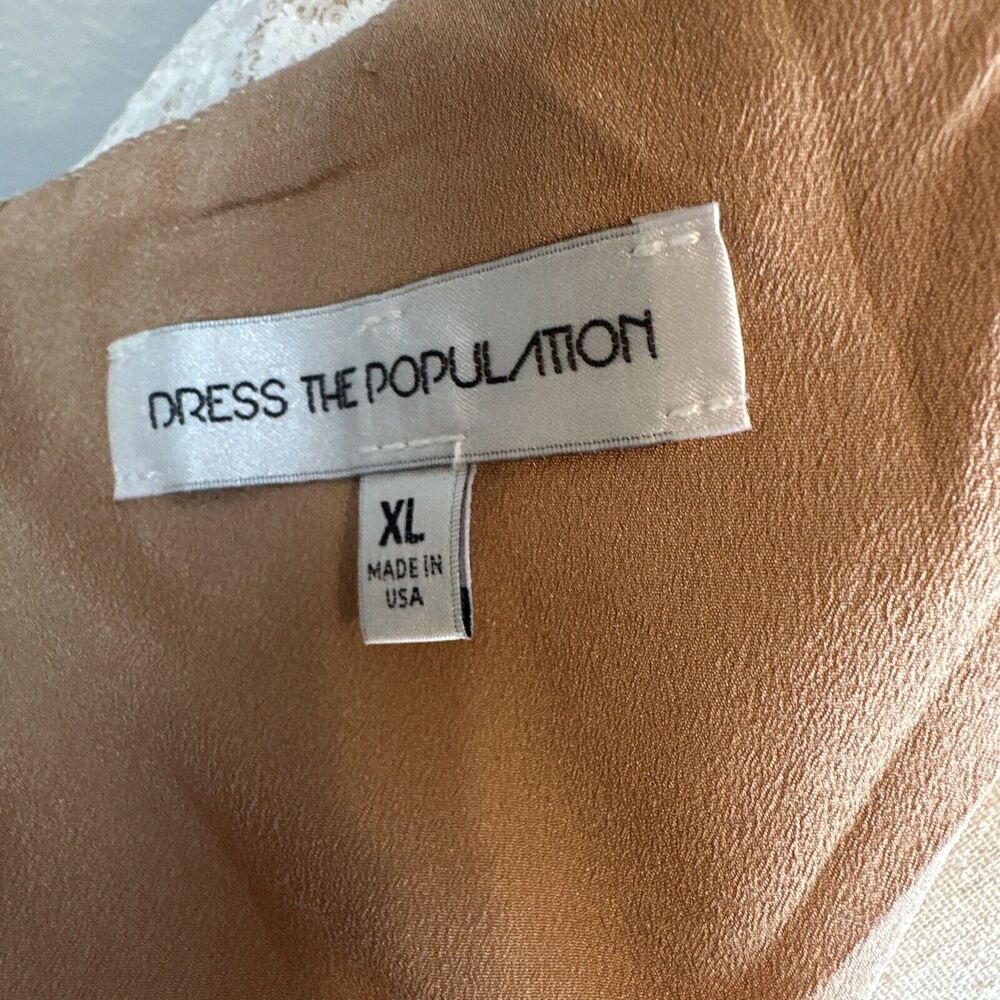 Dress The Population Cassie Halter Midi Dress Size XL White Floral Lace Sequin - Picture 8 of 9